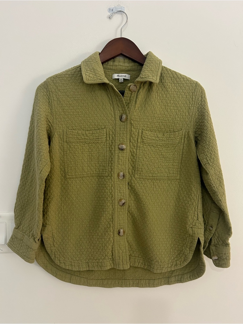 Madewell XXS Olive Textured Cotton Shacket Utility Workwear Jacket 100% Cotton